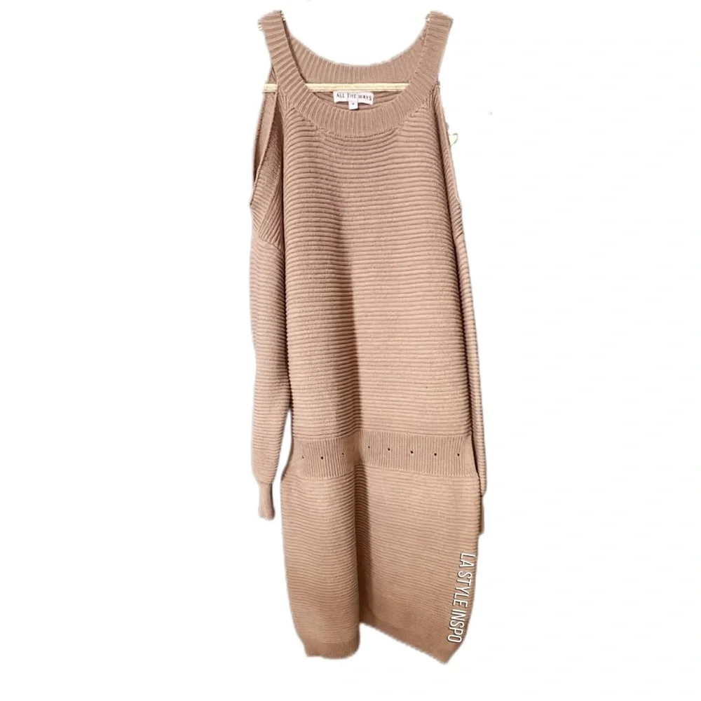All The Ways Knitted Ribbed Mini Dress Long Sleeved Size Medium
